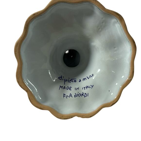 Vintage Hand Painted Italian Faience Candlesticks Floral Majolica Repaired As Is - Picture 14 of 16